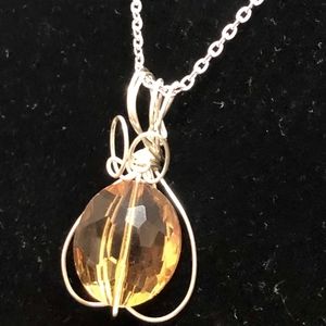 TOPAZ NECKLACE IN SILVER - HANDMADE WITH 24 INCH C